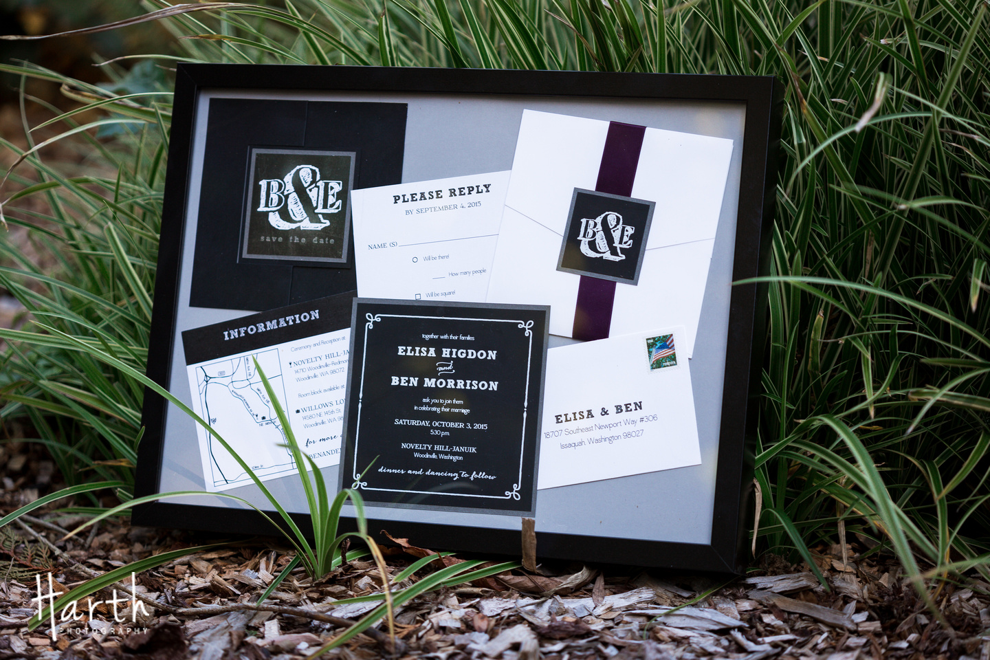 Purple Wedding Invitation Suite at Willows Lodge