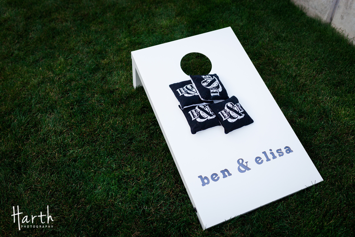 Custom Corn Hole Game for Fall Wedding at Novelty Hill Januik Winery