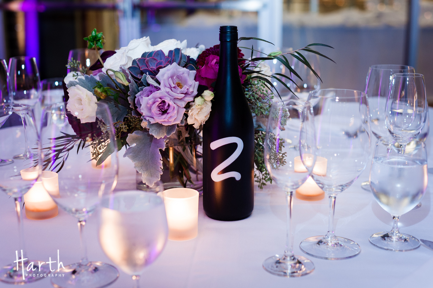 Wine Bottle Table Number for Fall Wedding at Novelty Hill Januik Winery