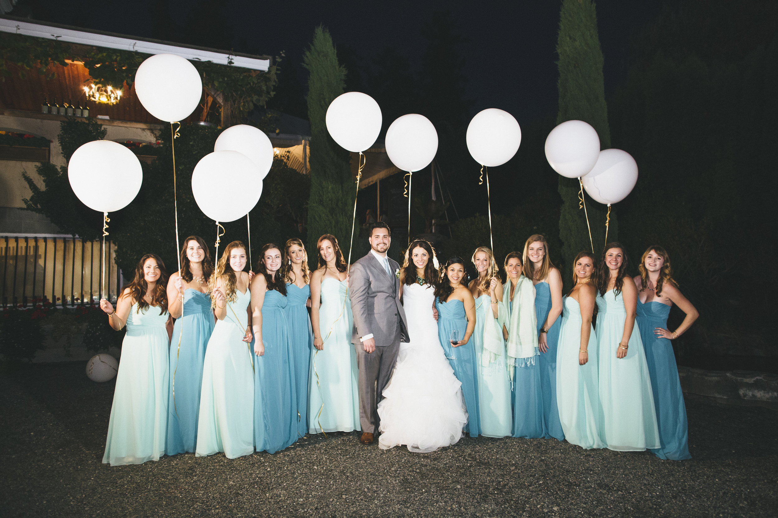 Wedding Party holding Balloons