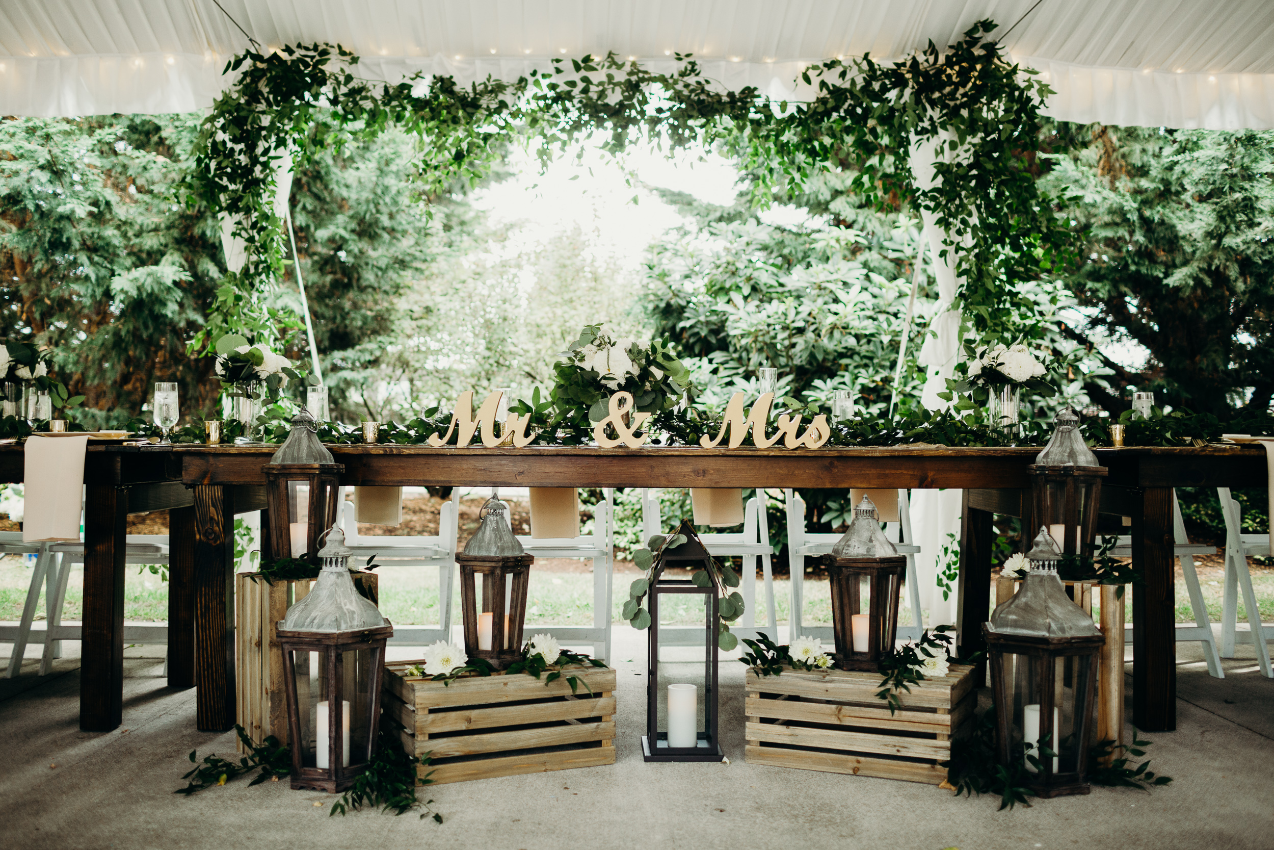 Rustic Wood Head Table at Laurel Creek Manor Wedding