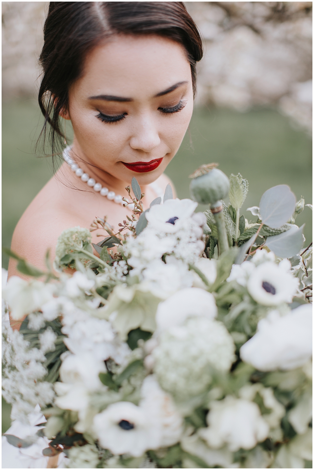 Pearl Necklace on Bride 