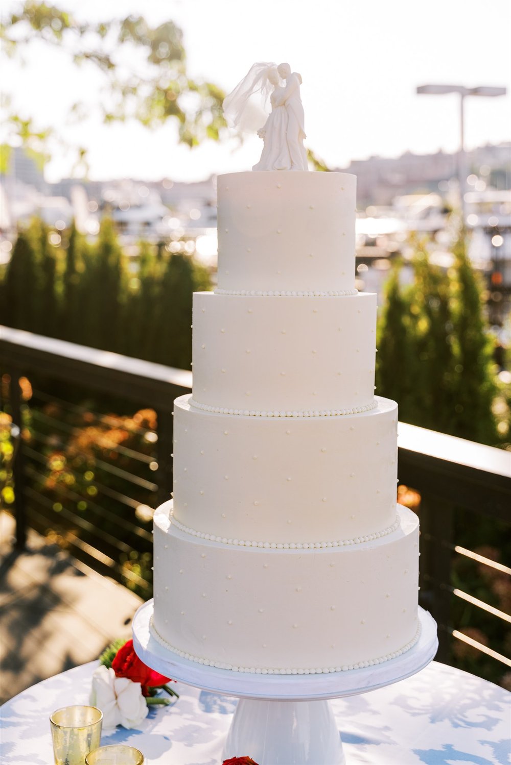 White tiered wedding cake