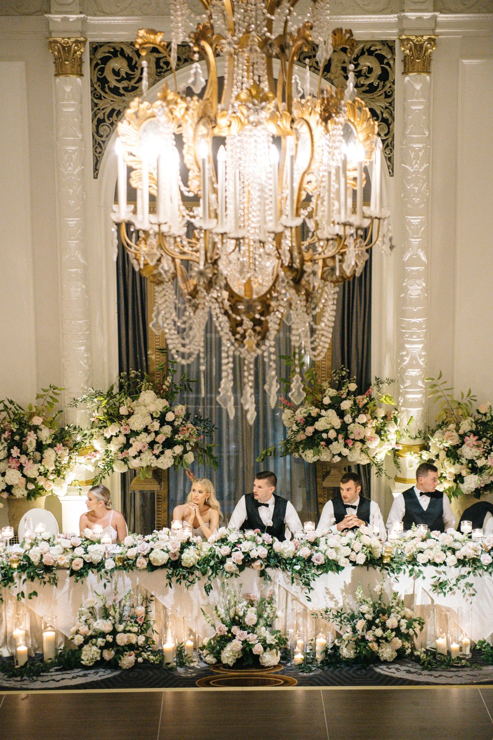 Elegant Head Table Wedding Reception Design at Fairmont Olympic Wedding