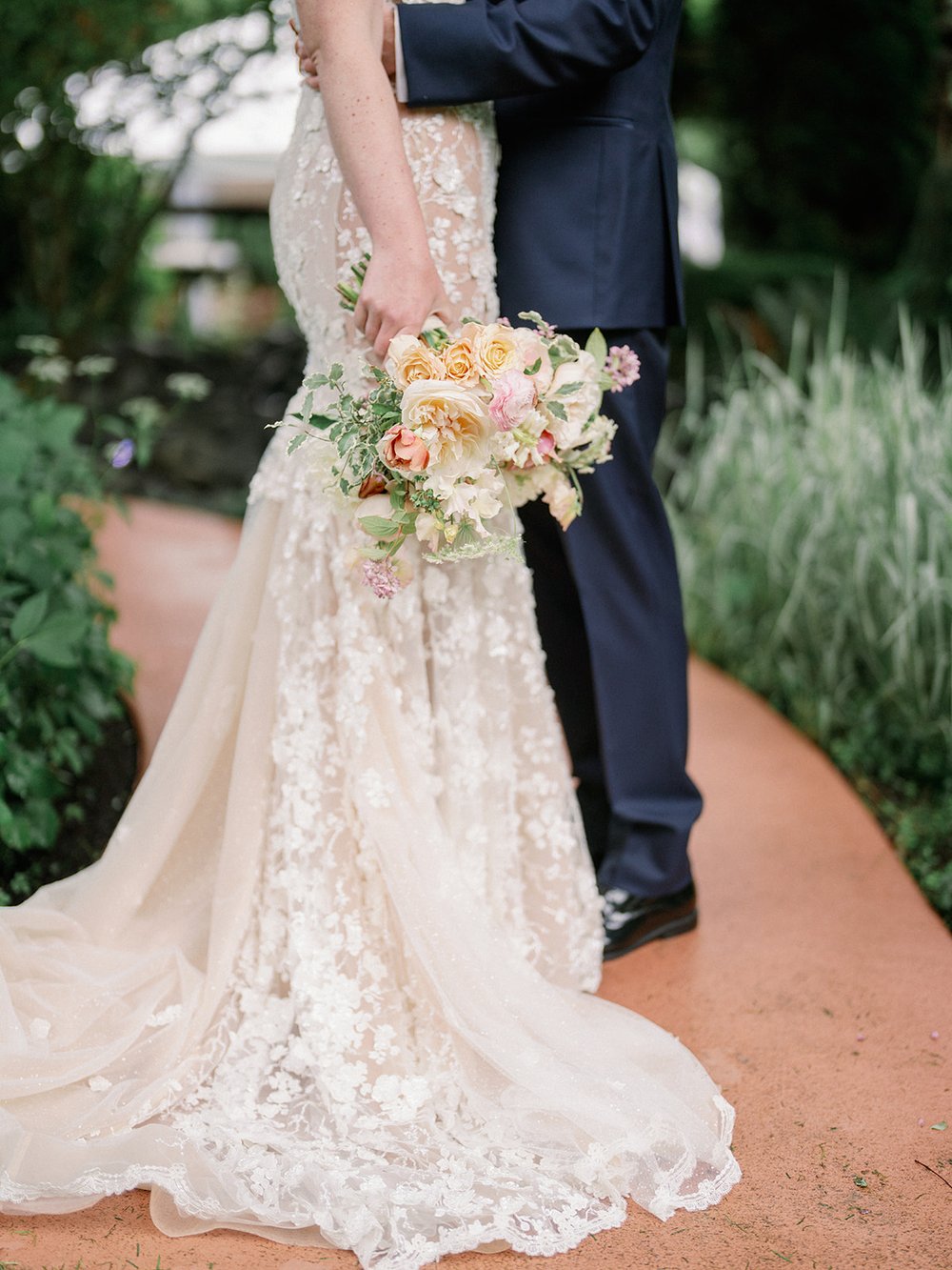 Romantic blush, ivory and greenery bridal bouquet