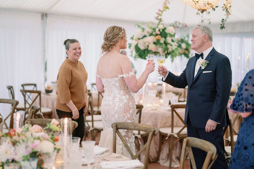 Bride and Dad seeing reception space