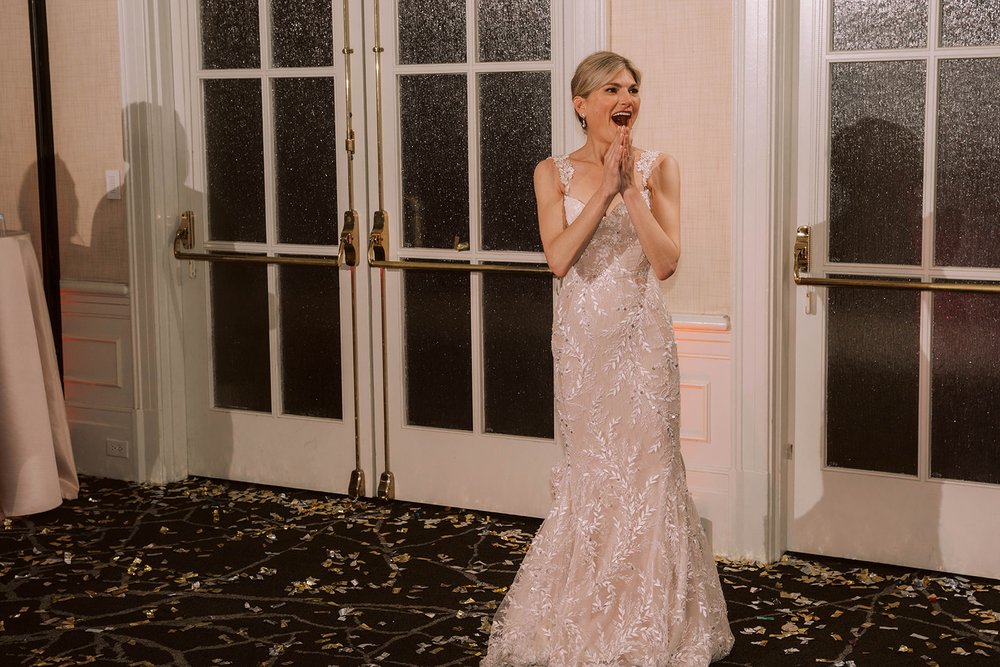 Surprised Bride at Woodmark Hotel Wedding