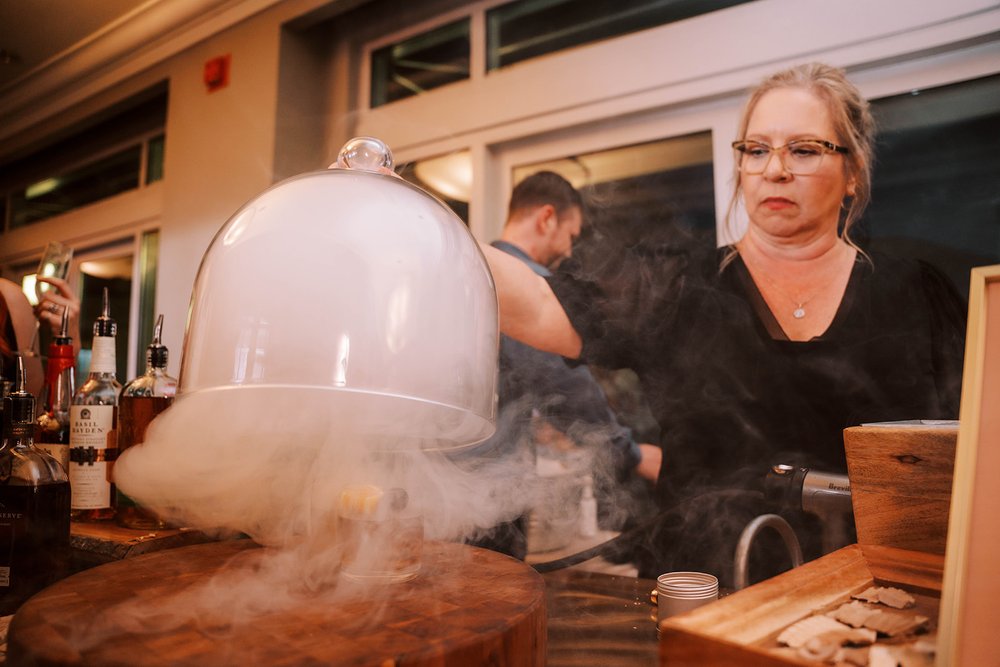 Smoking Whiskey Bar at Woodmark Hotel Wedding