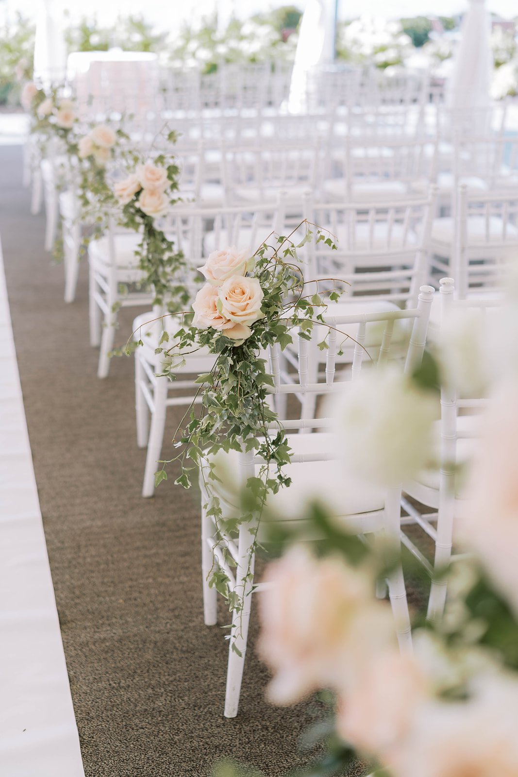 Chair Posey Bouquets at Woodmark Hotel Wedding