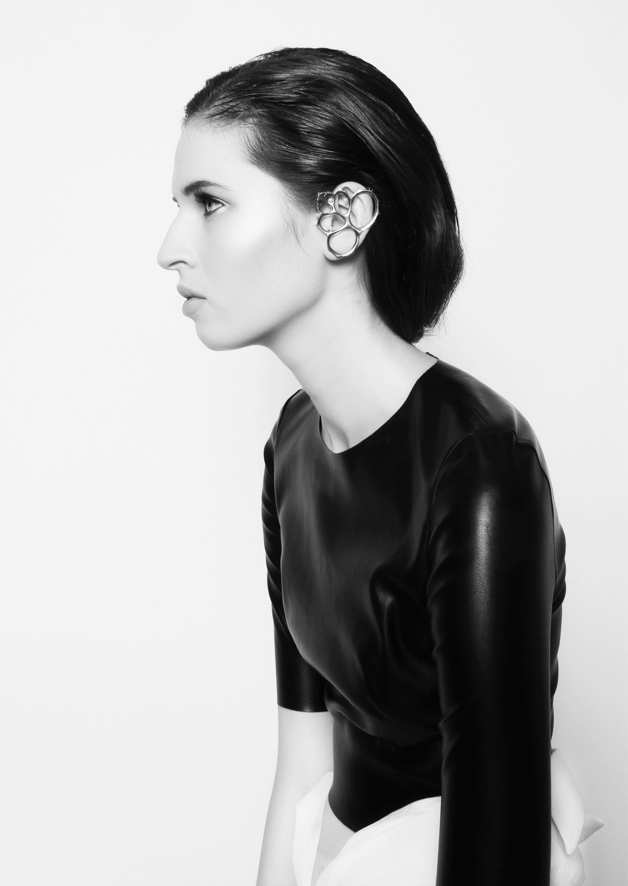 Faux leather crop top, the Kooples sport, earcuff, Antipearle