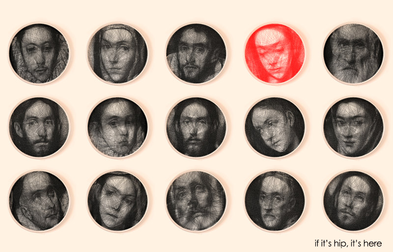 “Como é possível produzir um retrato complexo usando uma ferramenta tão simples de design? Será que nosso ambiente externo nos engana da mesma forma? Com a evolução da ciência, novas ferramentas nos provam que o mundo é muito mais complicado do que costumávamos pensar. Nossos sentidos nos apresentam apenas uma pequena porção da realidade. Nossos cérebros são cheios de falhas e ideias falsas, nossa experiência do mundo é incorreta e incompleta. O projeto desafia nossa pobre noção de realidade e serve de complemento para a nossa limitada visão do mundo. “ Foi com base neste conceito, de desafiar nossos sentidos e nos mostrar que as ferramentas mais simples podem enganar nossos cérebros e nos levar à resultados complexos, que o artista grego Petros Vrellis desenvolveu um projeto bastante incomum, que une o artesanato à tecnologia e se integra de forma perfeita às questões que enfrentamos hoje. É possível que ambos coexistam e se complementem? Neste caso, a resposta é afirmativa. O trabalho do artista começou com o desenvolvimento de um algoritmo, que criou padrões em cima dos quais fosse possível começar um trabalho com linha, semelhante ao bordado. As imagens escolhidas foram retratos do pintor espanhol El Greco. Em seguida, Vrellis passou o modelo para uma peneira de aço, em cima da qual começa a parte artesanal da obra. Milhares de metros de linha foram entrelaçados por cima da estrutura de metal, sem que a agulha efetivamente a penetrasse, mais um menos como uma cama de gato de proporções bem mais complexas. Apesar da ferramenta de design ser bastante limitada, a escolha foi proposital. O objetivo foi criar rostos reconhecíveis mas, de certa forma, borrados. Assim, um ar de mistério é conferido às expressões apresentadas, sem que saibamos ao certo qual é o sentimento expresso. Da mesma maneira que, muitas vezes, nossos sentidos mascaram a realidade de nossos olhos. 