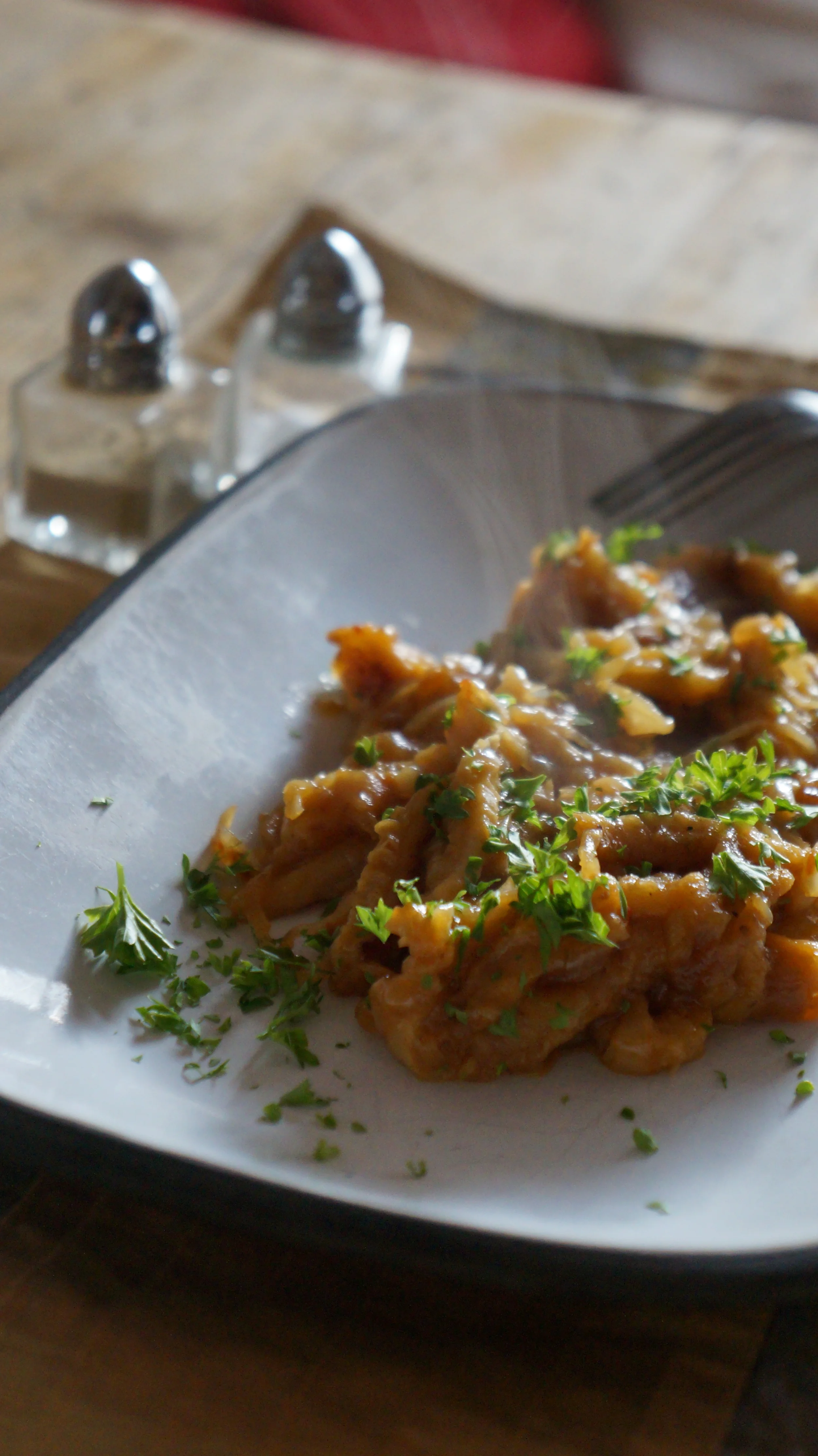 Tripes a la Lyonnaise &amp; Spinach Dumplings