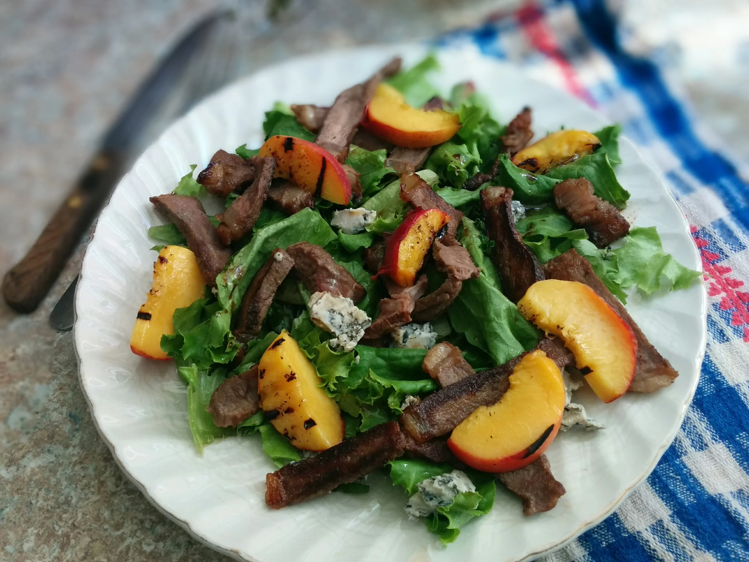 Peach and Blue Cheese Steak Salad