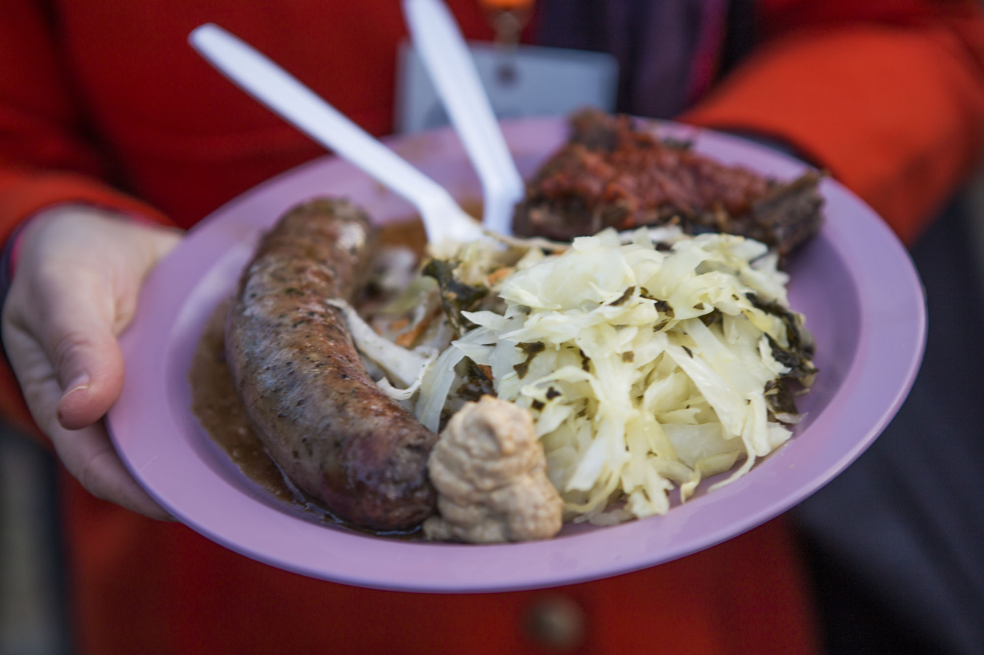  Delicious sausage &amp; brisket from The Branch Restaurant in Kemptville. Complete with slaw and saurkraut with kale! 