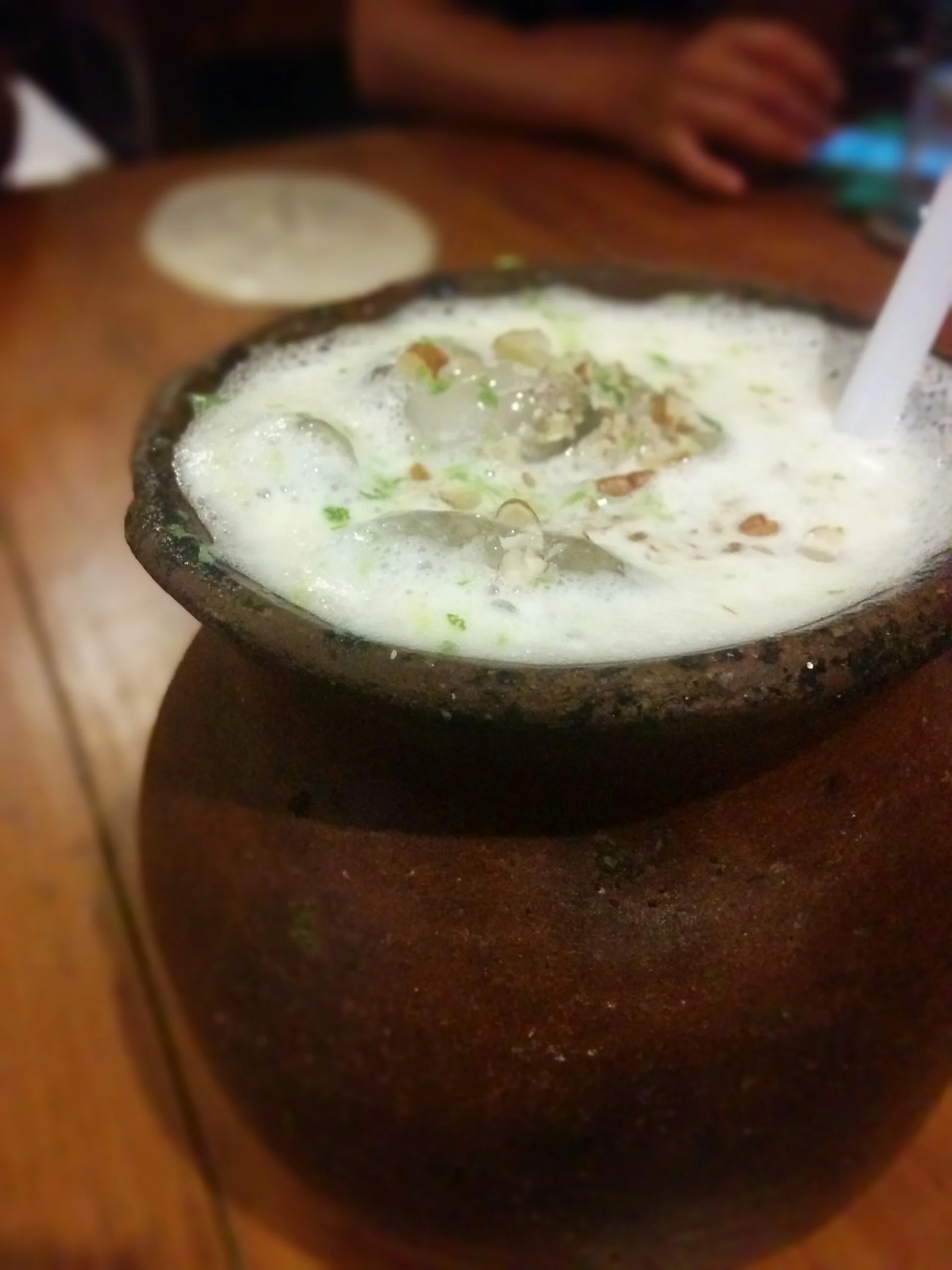  The traditional Hortchata! A refreshing rice milk beverage topped with rose petals and pistachios. 
