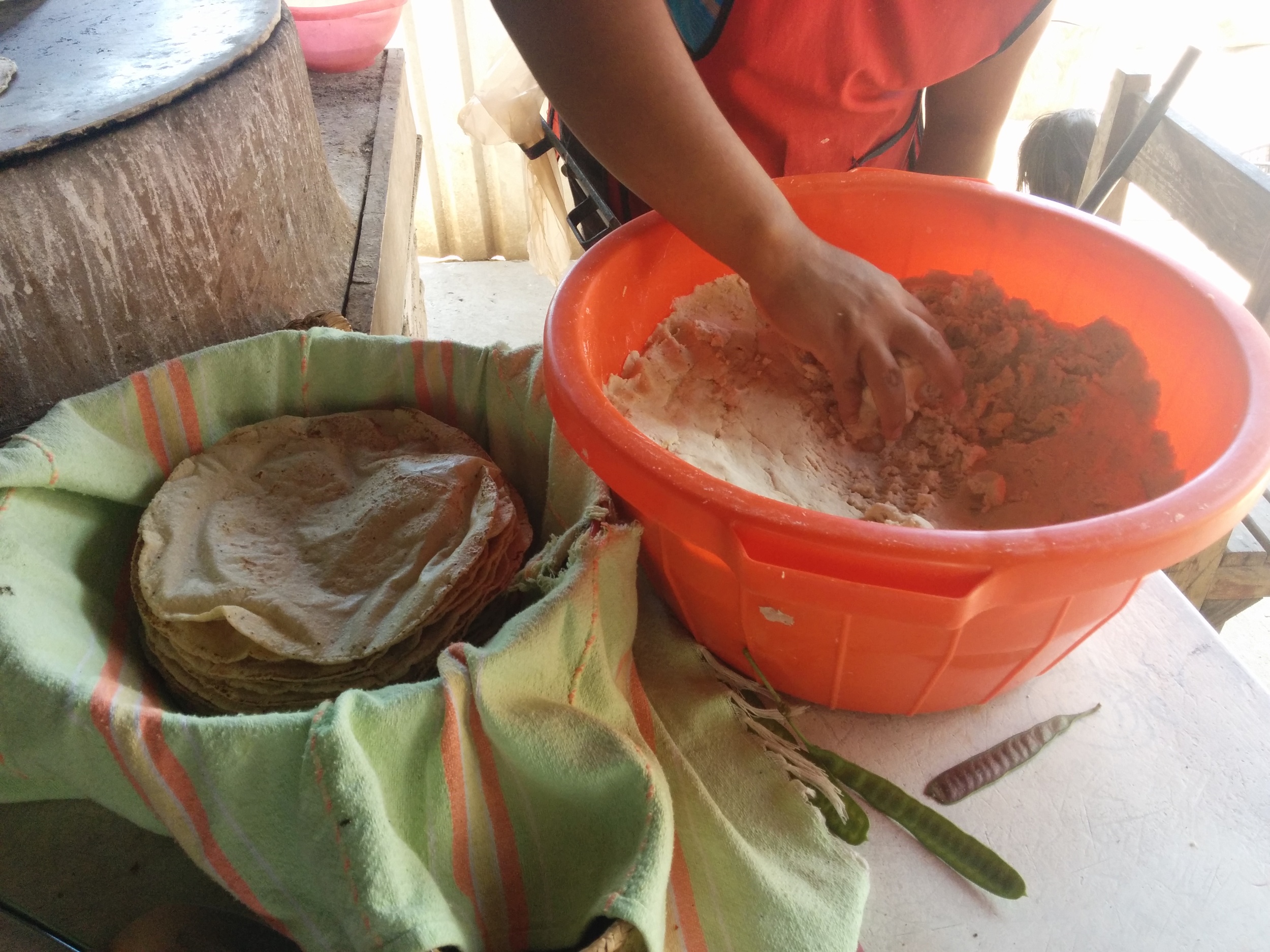  Mexicans make and sell different types of fresh tortillas on the daily. 