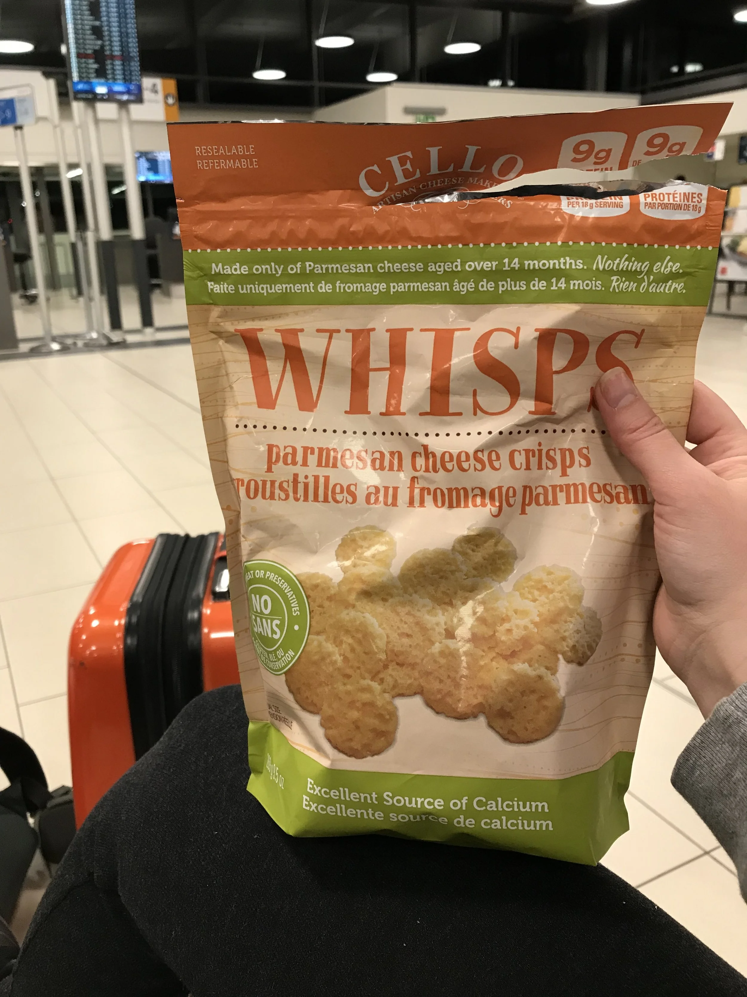 Parm crisps for a salty plane snack.  