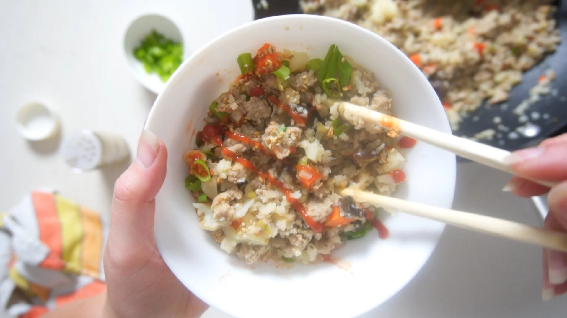 Chicken &amp; Cauliflower Rice Stir Fry - with video!