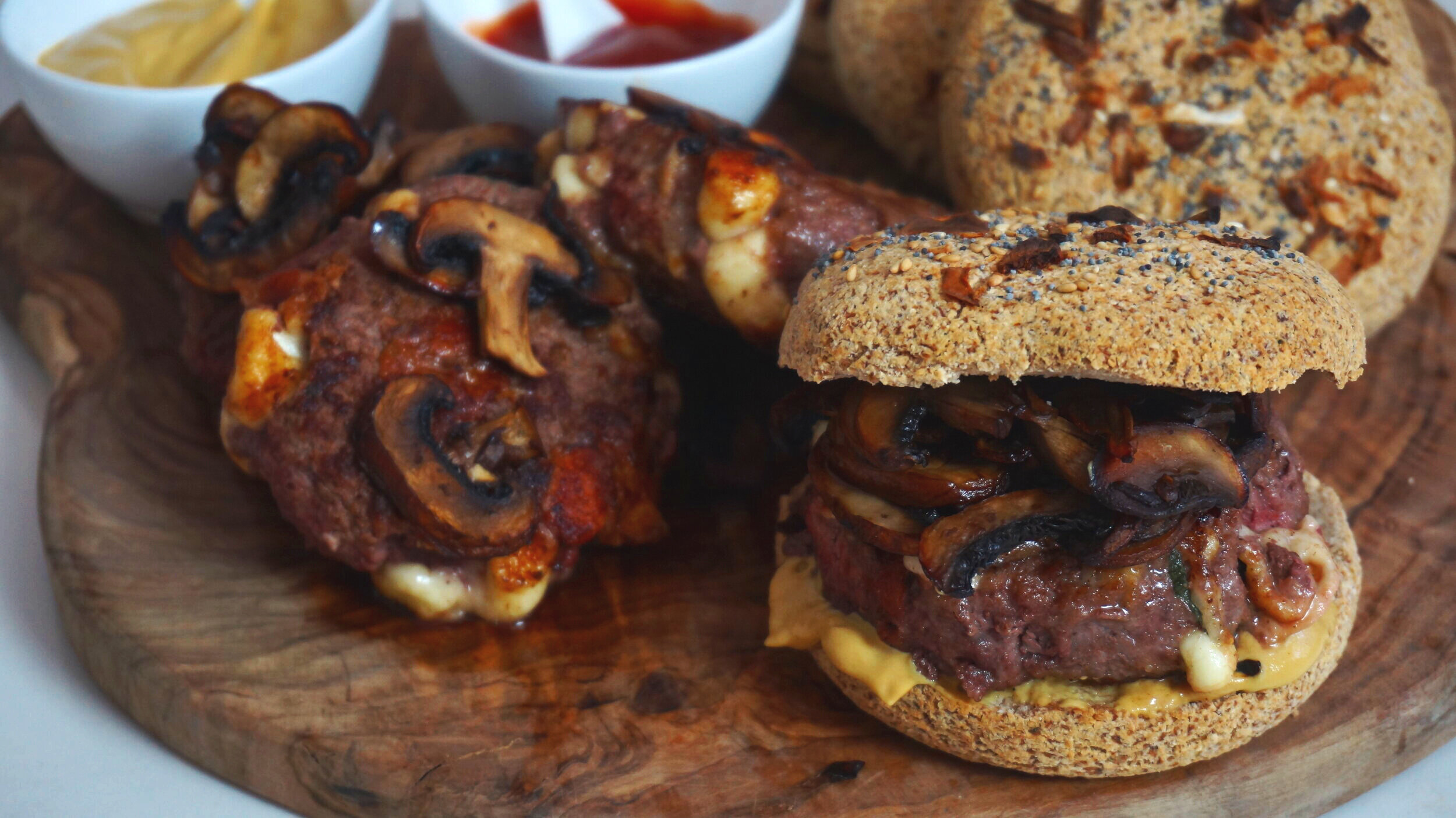 Cheese Curd Stuffed Burgers