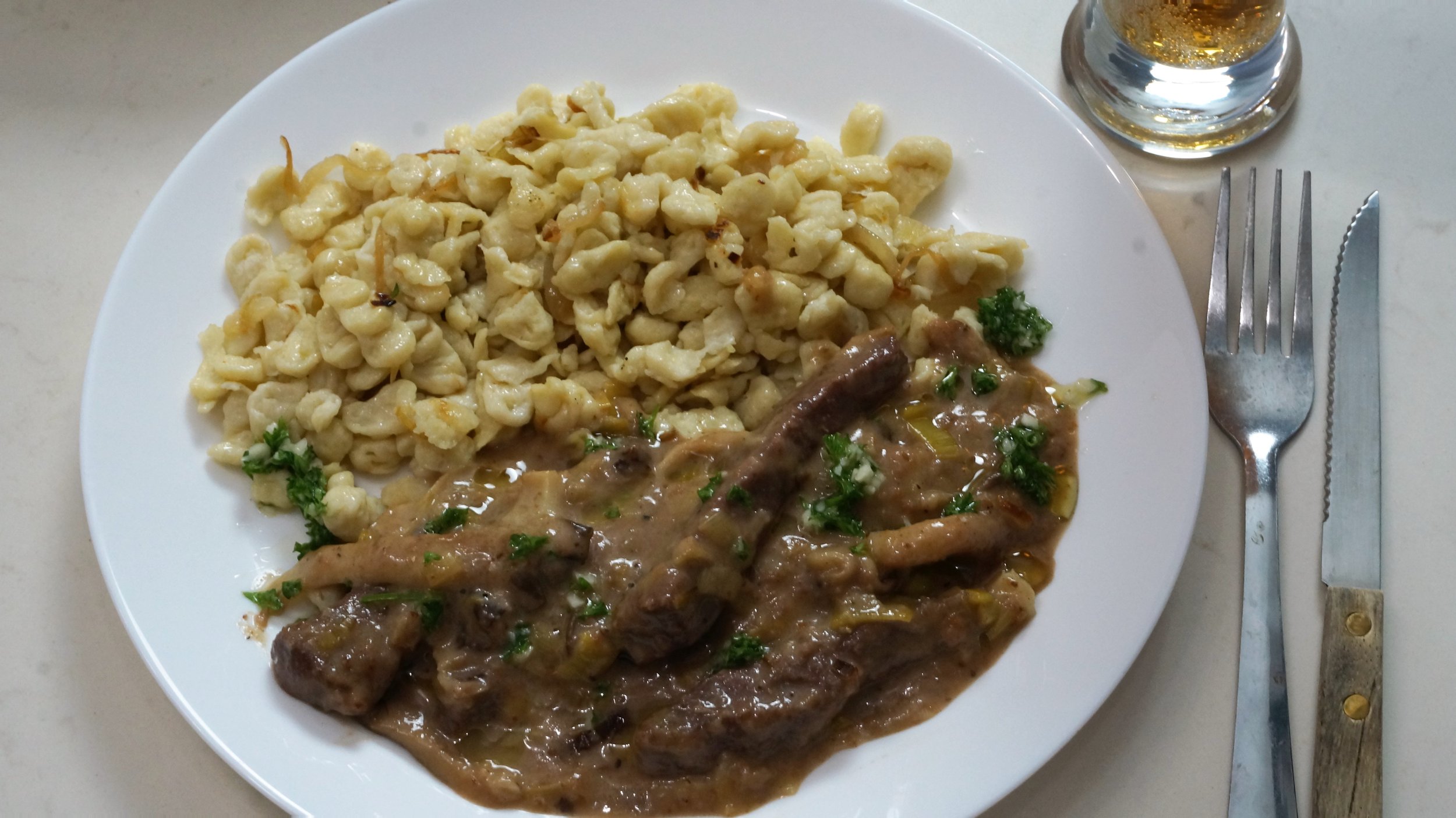 Swiss Style Braised Veal Strips in White Wine Cream Sauce — Chef Eva Bee