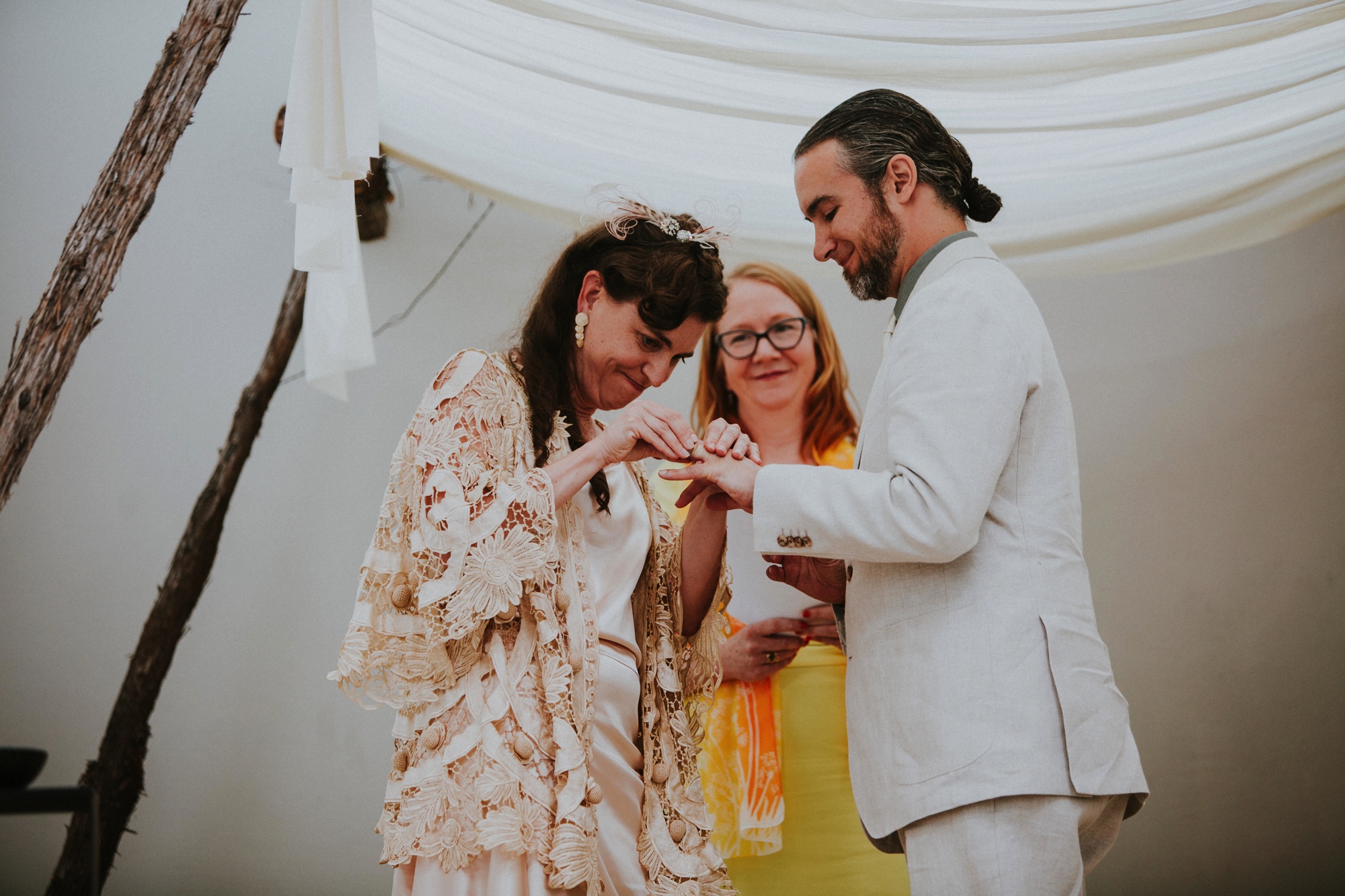  The wedding ceremony was beautifully unique and rich in emotion. There was a period of silence which allowed guests to speak or sing to Lea + Adam. They combined beautiful moments along with beautifully diverse cultural traditions - Quaker, Buddhist