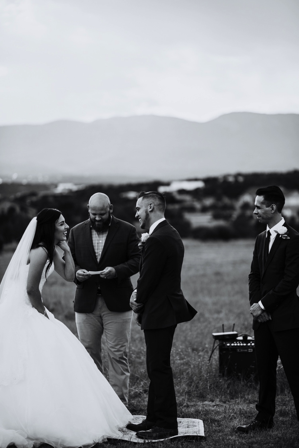  Stephanie and Greg tied the knot on August 18th, 2018 in the backyard of her sister’s house in Sandia Park just outside of Albuquerque, New Mexico. They chose to have their wedding at Stephanie’s sister’s house in the mountains because they love the