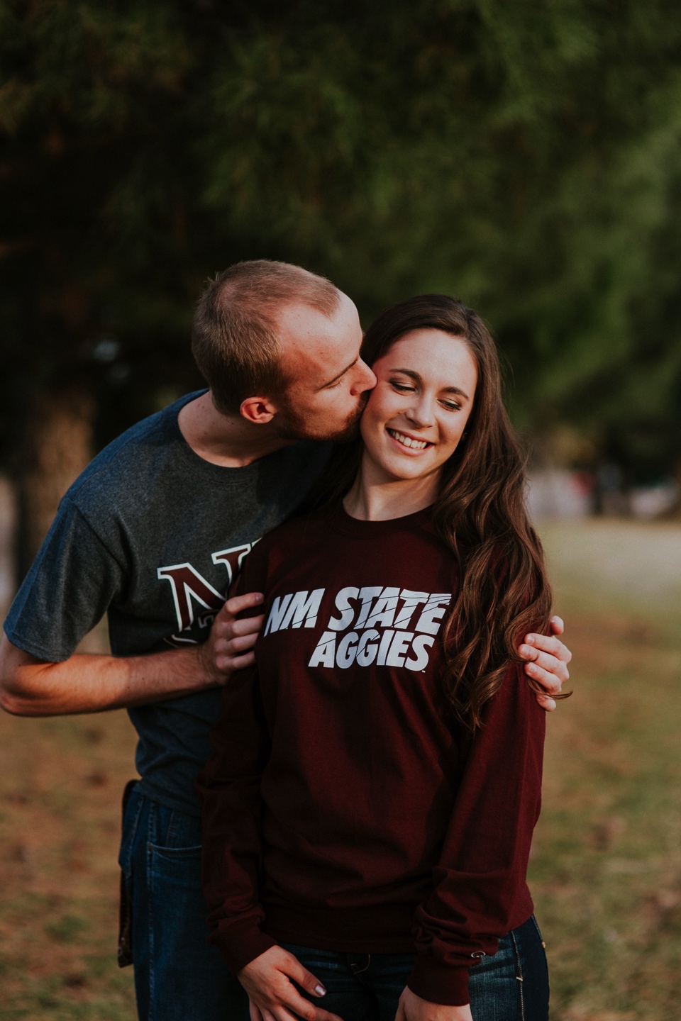  The first part of their engagement session began in Las Cruces, New Mexico at  New Mexico State University  where they both attended. We explored through the campus to capture their cuteness and school pride (Go Aggies!). They both rocked their Aggi