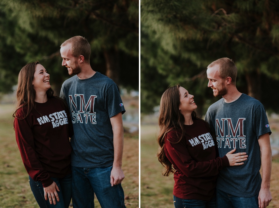  The first part of their engagement session began in Las Cruces, New Mexico at  New Mexico State University  where they both attended. We explored through the campus to capture their cuteness and school pride (Go Aggies!). They both rocked their Aggi