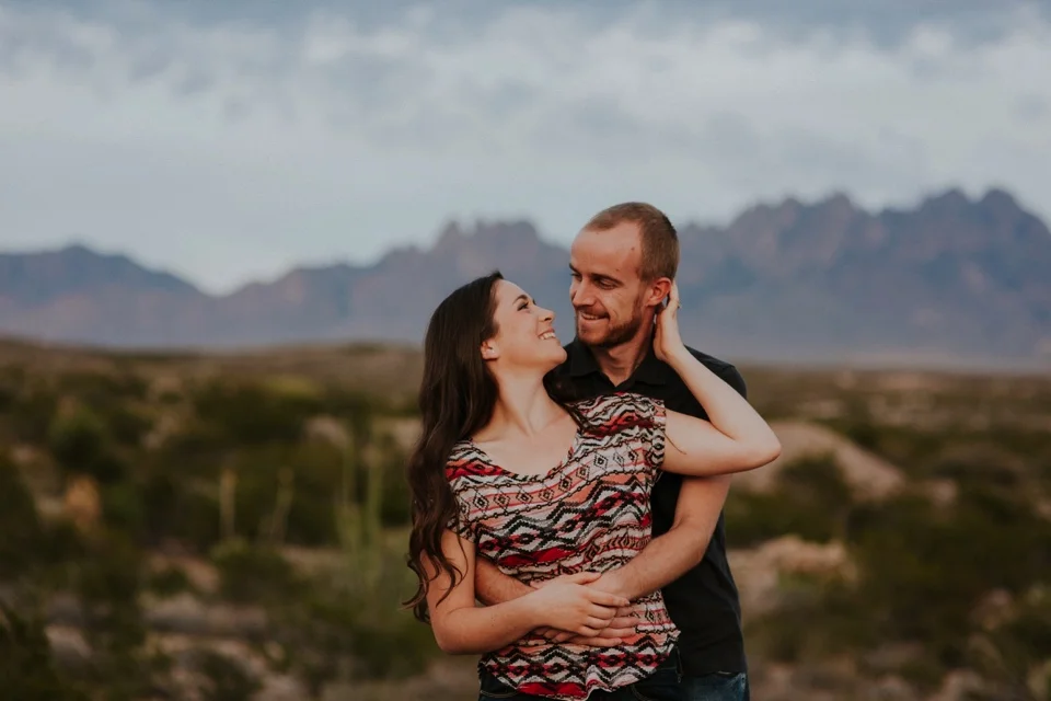 We then headed to the Organ Mountains in Las Cruces, NM to do a quick outfit change and capture the rest of their love fest. The sun set just in time to capture the beauty of the Organ Mountains and the love between Kari and Brandon.