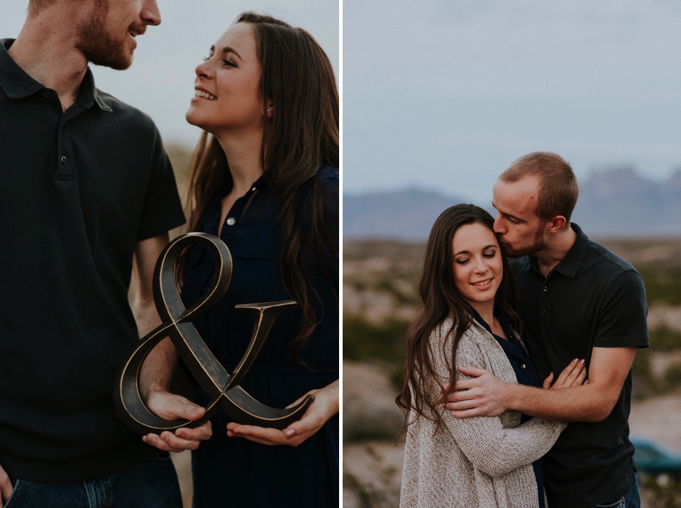  We then headed to the Organ Mountains in Las Cruces, NM to do a quick outfit change and capture the rest of their love fest. Kari’s knit sweater with her blue dress was SUPER cute paired with Brandon’s polo and jeans. The sun set just in time to cap