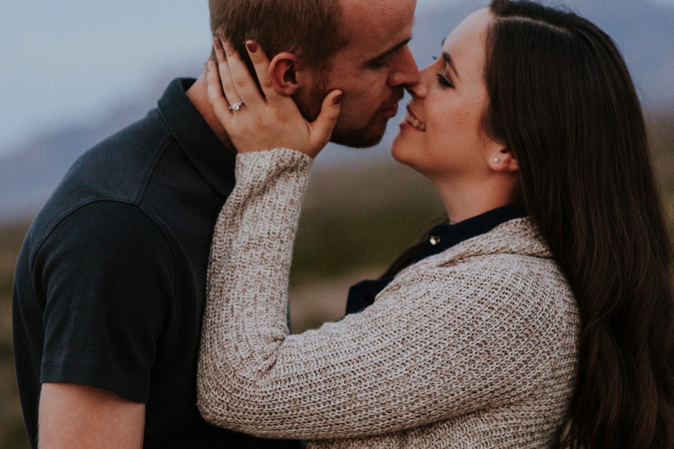  We then headed to the Organ Mountains in Las Cruces, NM to do a quick outfit change and capture the rest of their love fest. Kari’s knit sweater with her blue dress was SUPER cute paired with Brandon’s polo and jeans. The sun set just in time to cap