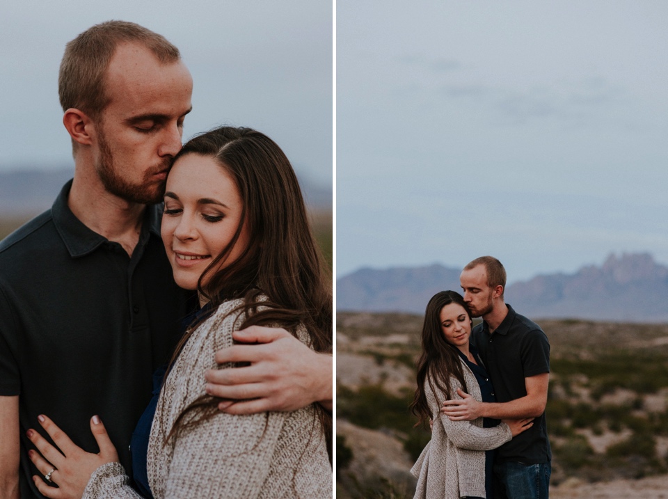  We then headed to the Organ Mountains in Las Cruces, NM to do a quick outfit change and capture the rest of their love fest. Kari’s knit sweater with her blue dress was SUPER cute paired with Brandon’s polo and jeans. The sun set just in time to cap