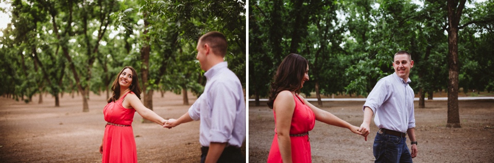  We kicked off their beautiful engagement session at the pecan orchards in Las Cruces, New Mexico. I loved Kristina’s beautiful pink dress and Mitch’s rustic yet classy outfit. Talk about engagement photo inspiration! 