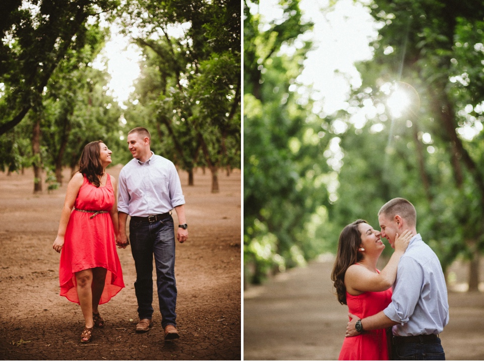  We kicked off their beautiful engagement session at the pecan orchards in Las Cruces, New Mexico. I loved Kristina’s beautiful pink dress and Mitch’s rustic yet classy outfit. Talk about engagement photo inspiration! 
