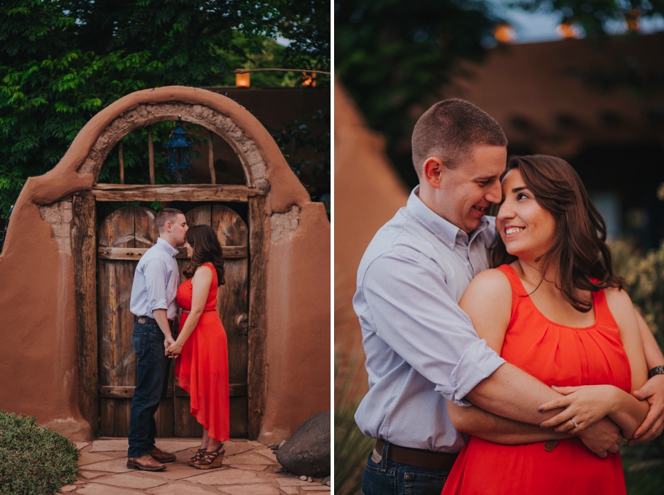  I loved Kristina’s beautiful pink dress and Mitch’s rustic yet classy outfit. Talk about engagement photo inspiration! We then traveled to Mesilla, New Mexico to capture their love fest in the La Plaza de Mesilla as well as in front of the Basilica 