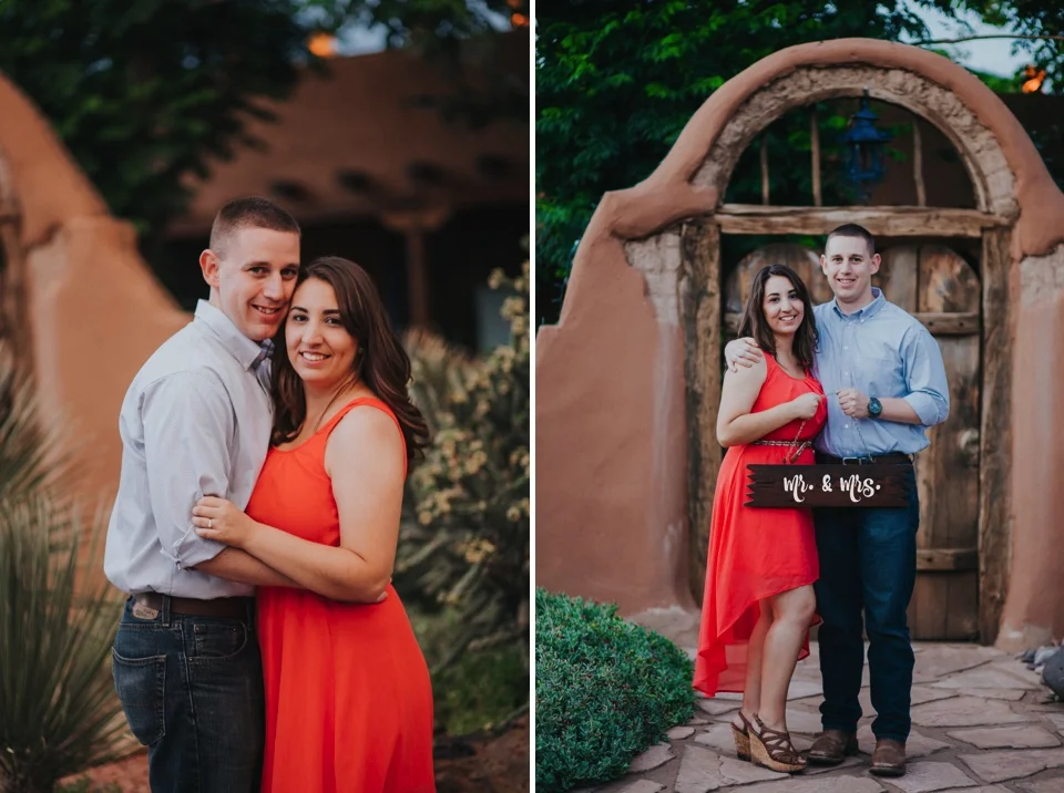  I loved Kristina’s beautiful pink dress and Mitch’s rustic yet classy outfit. Talk about engagement photo inspiration! We then traveled to Mesilla, New Mexico to capture their love fest in the La Plaza de Mesilla as well as in front of the Basilica 