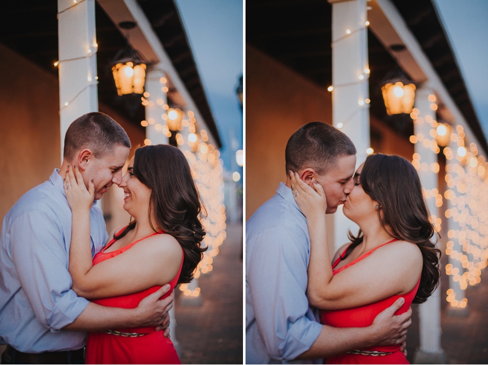  I loved Kristina’s beautiful pink dress and Mitch’s rustic yet classy outfit. Talk about engagement photo inspiration! We then traveled to Mesilla, New Mexico to capture their love fest in the La Plaza de Mesilla as well as in front of the Basilica 