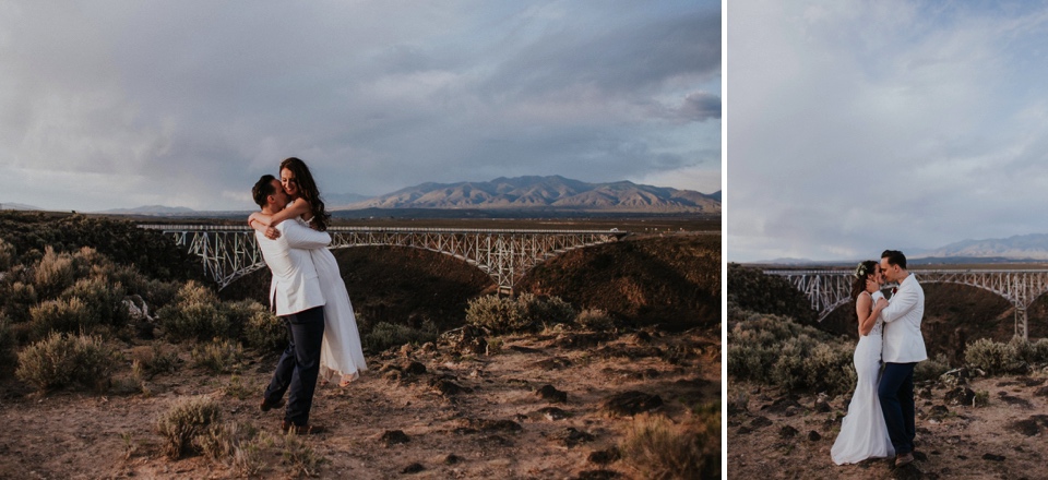  You are going to LOVE these beautiful Rio Grande Gorge Bridge wedding photos from this fabulous Taos elopement! Boris and Jennifer’s sunset elopement was so beautiful, surrounded by their close friends and family that traveled all the way from Vanco