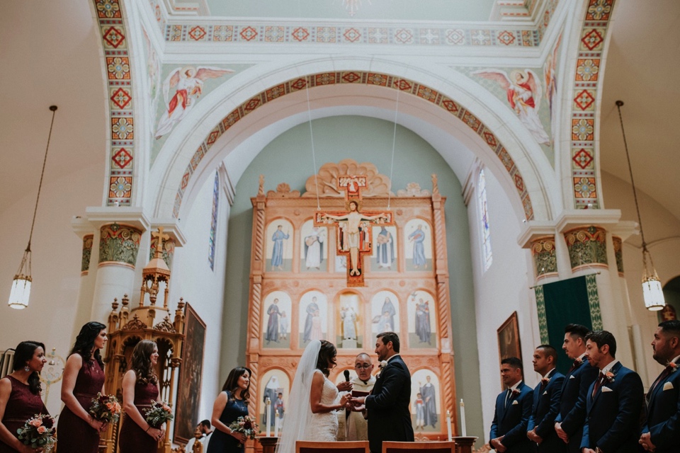  Aurora and Juan’s beautiful Catholic wedding ceremony at the Cathedral Basilica of St. Francis of Assisi in Santa Fe, New Mexico followed by their wedding reception at the ever so amazing Eldorado Hotel &amp; Spa in Santa Fe, New Mexico was absolute