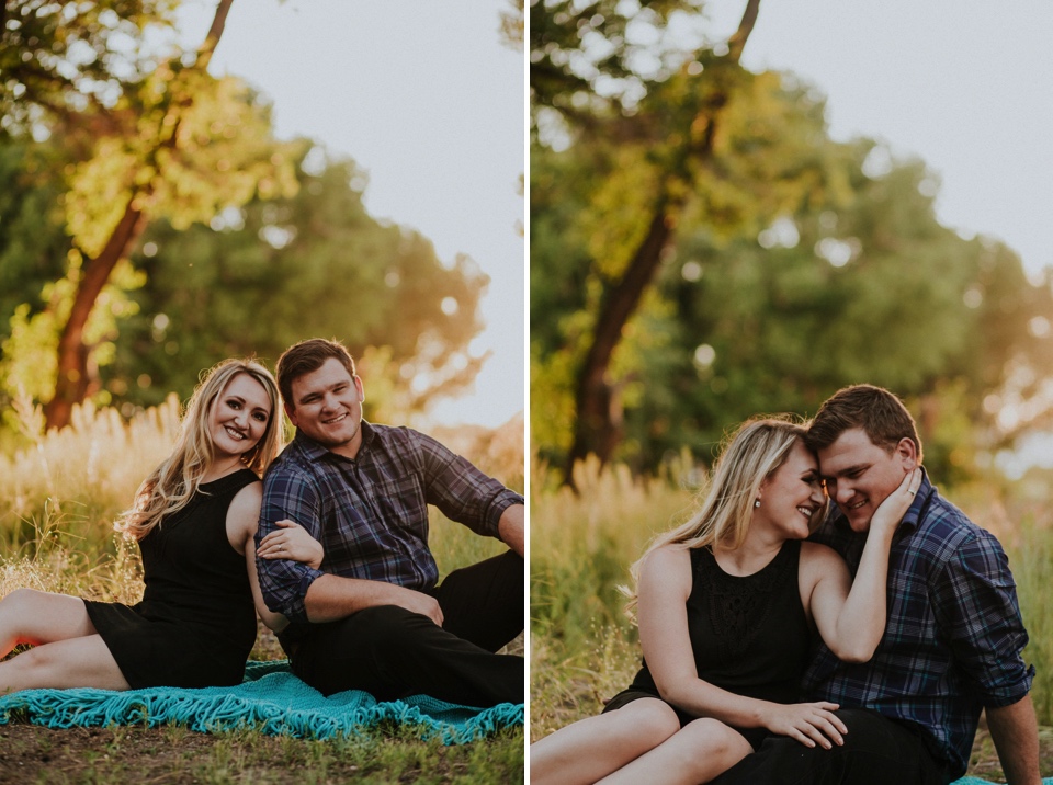  Emily and Ben are the definition of TOTES ADORBS. I love the engagement outfits they chose for their Colorado engagement photos at Cattails Golf Course in Alamosa, Colorado as well as the cute sign and champagne for fun poppin’ bottle photos! The gr