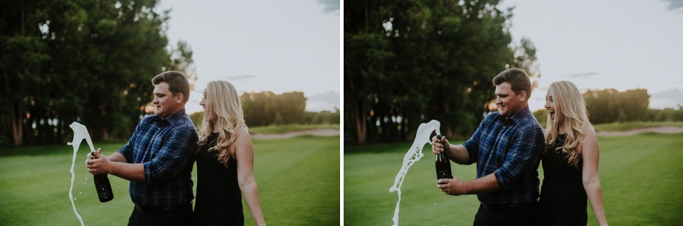  Emily and Ben are the definition of TOTES ADORBS. I love the engagement outfits they chose for their Colorado engagement photos at Cattails Golf Course in Alamosa, Colorado as well as the cute sign and champagne for fun poppin’ bottle photos! The gr