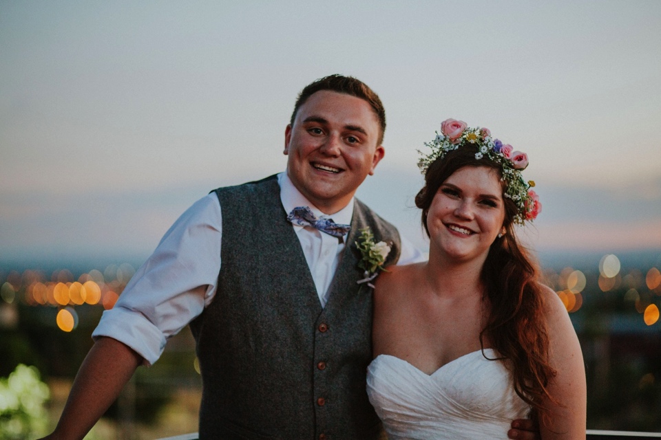  Charlotte and Jayson had a beautiful rustic wedding at the amazing Koinonia Christian Fellowship followed by a dreamy, romantic wedding reception at The View Event Center in Albuquerque, New Mexico. Albuquerque in the summer is gorgeous for weddings