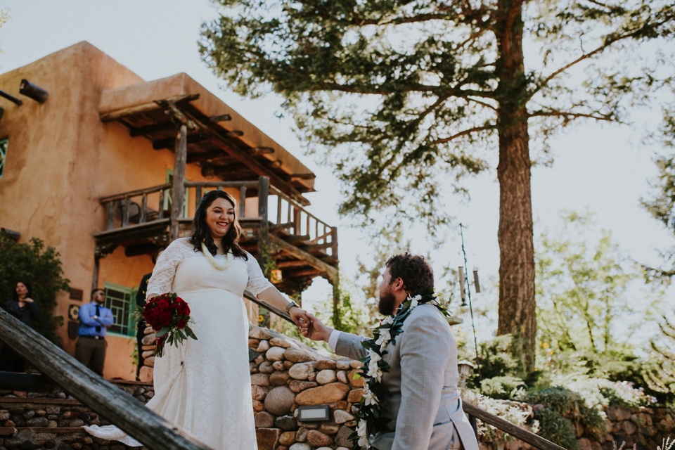  Brianna and Daniel had an intimate southwest elopement at Inn of the Turquoise Bear in Santa Fe, New Mexico. They were married in a private ceremony on a beautiful fall day, surrounded by only their immediate family, in beautiful Santa Fe, New Mexic