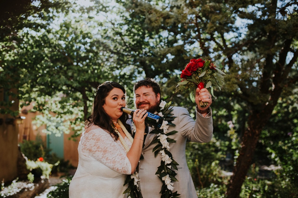  Brianna and Daniel had an intimate southwest elopement at Inn of the Turquoise Bear in Santa Fe, New Mexico. They were married in a private ceremony on a beautiful fall day, surrounded by only their immediate family, in beautiful Santa Fe, New Mexic