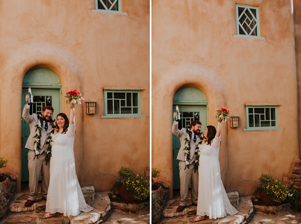  Brianna and Daniel had an intimate southwest elopement at Inn of the Turquoise Bear in Santa Fe, New Mexico. They were married in a private ceremony on a beautiful fall day, surrounded by only their immediate family, in beautiful Santa Fe, New Mexic