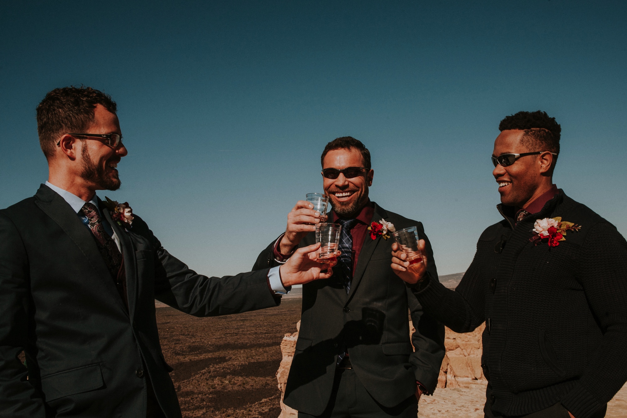  Jade and Alex eloped at the amazing and scenic El Malpais National Monument outside of Grants, New Mexico. It was a beautiful November day and the weather was crisp, fresh, and just a tad chilly, but it didn’t get in the way of their fabulous weddin