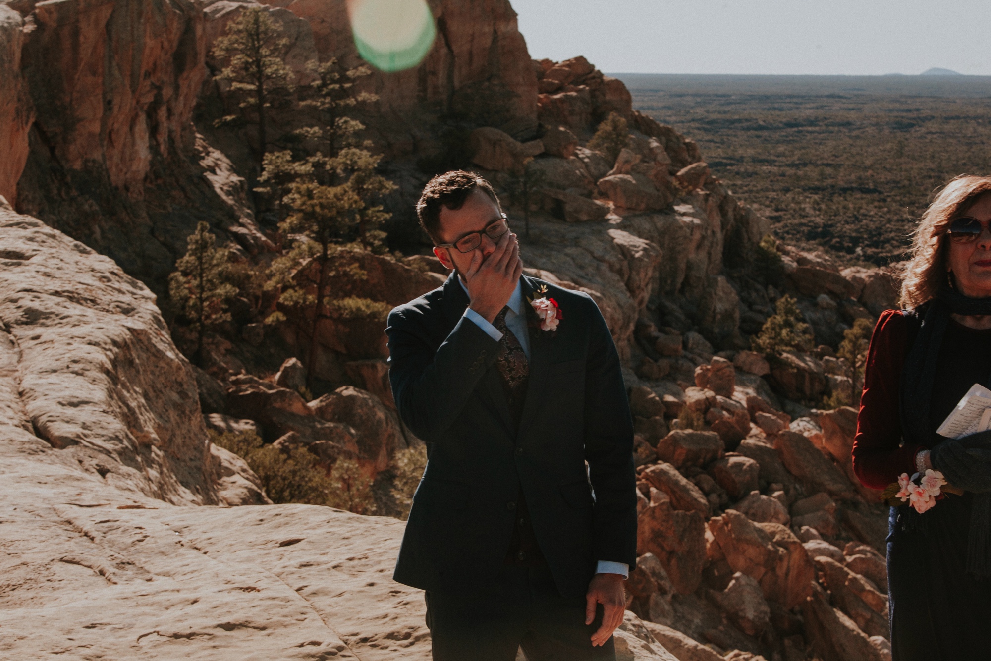  Jade and Alex eloped at the amazing and scenic El Malpais National Monument outside of Grants, New Mexico. It was a beautiful November day and the weather was crisp, fresh, and just a tad chilly, but it didn’t get in the way of their fabulous weddin