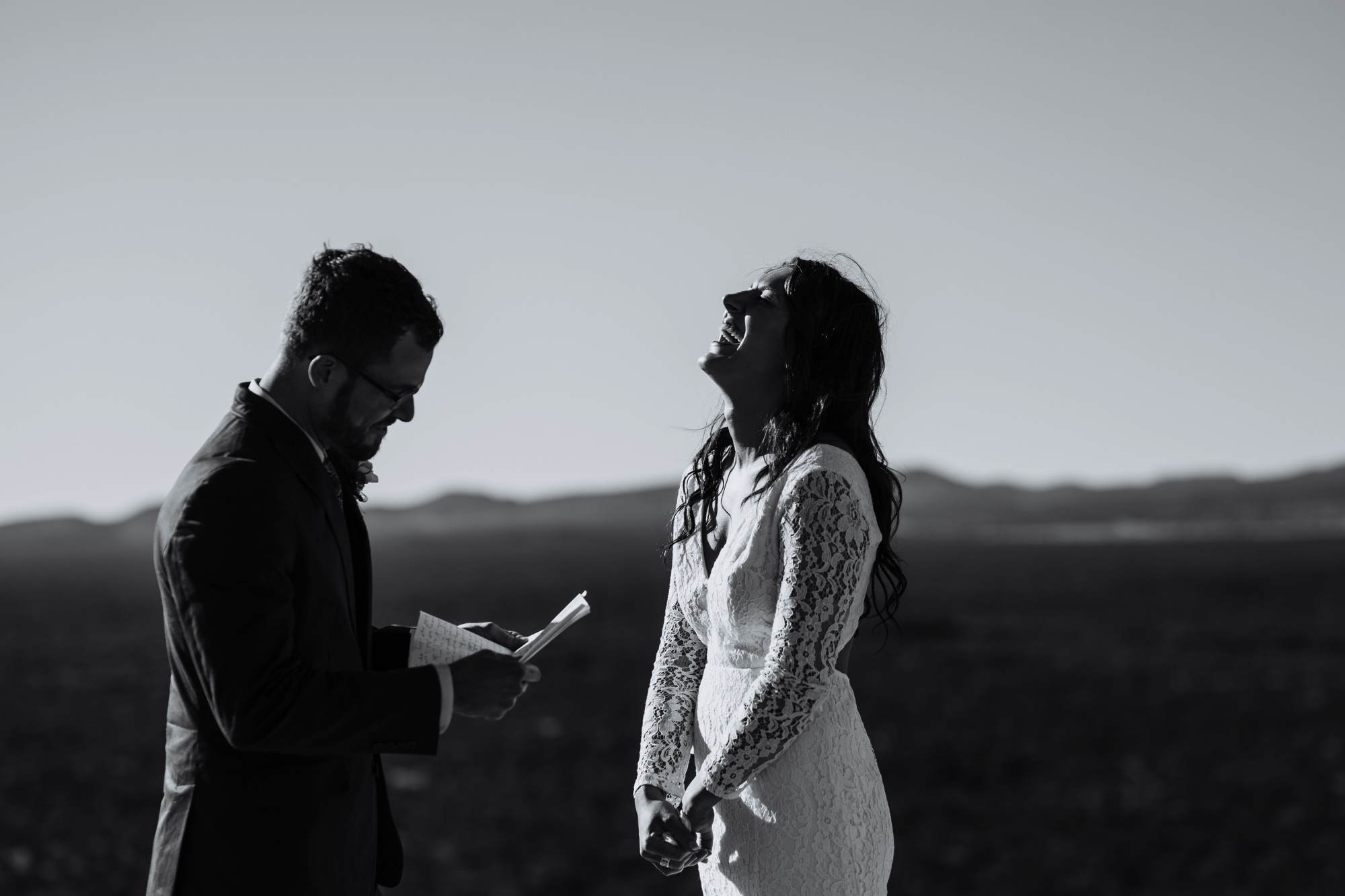  Jade and Alex eloped at the amazing and scenic El Malpais National Monument outside of Grants, New Mexico. It was a beautiful November day and the weather was crisp, fresh, and just a tad chilly, but it didn’t get in the way of their fabulous weddin