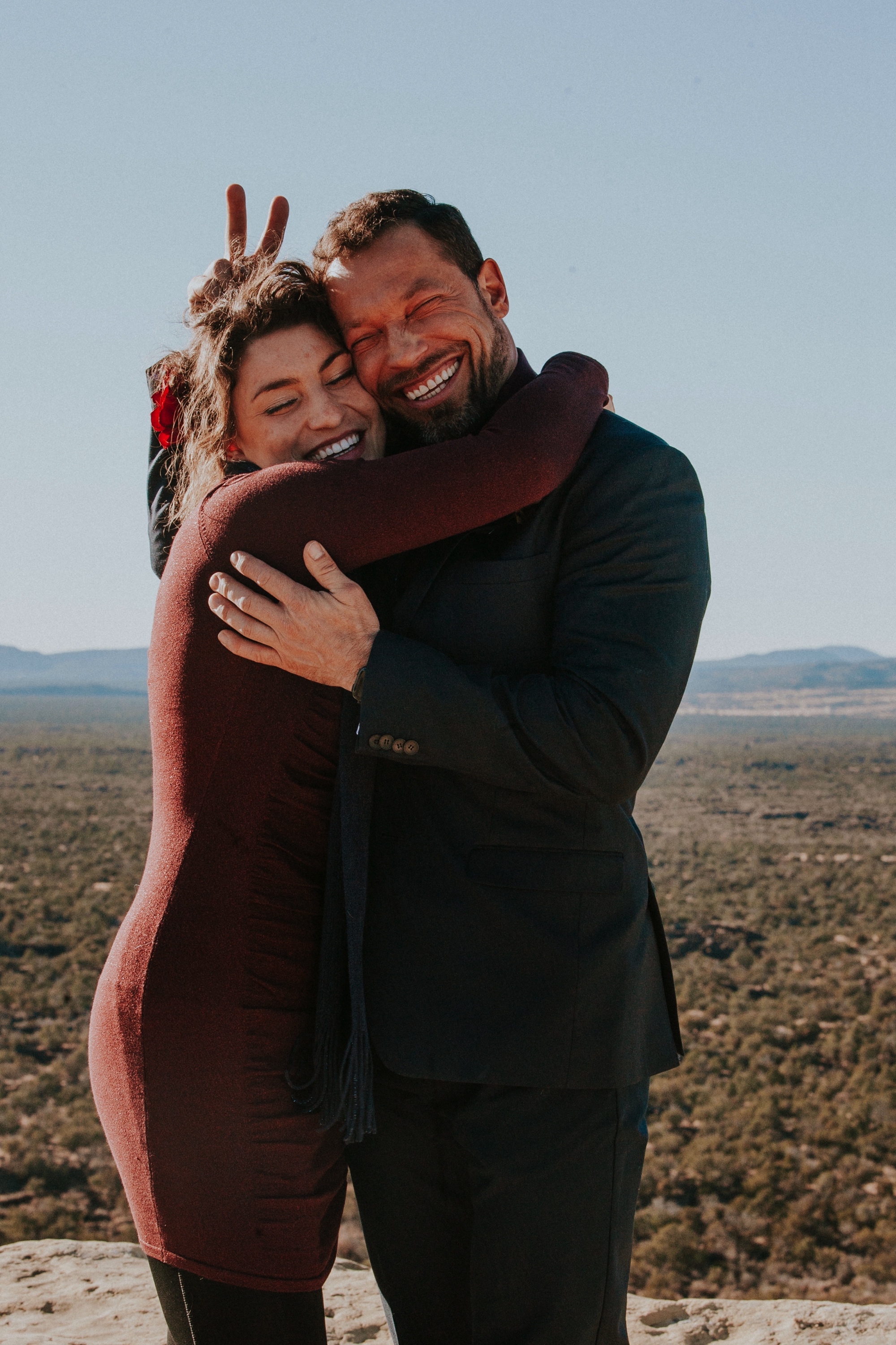  Jade and Alex eloped at the amazing and scenic El Malpais National Monument outside of Grants, New Mexico. It was a beautiful November day and the weather was crisp, fresh, and just a tad chilly, but it didn’t get in the way of their fabulous weddin