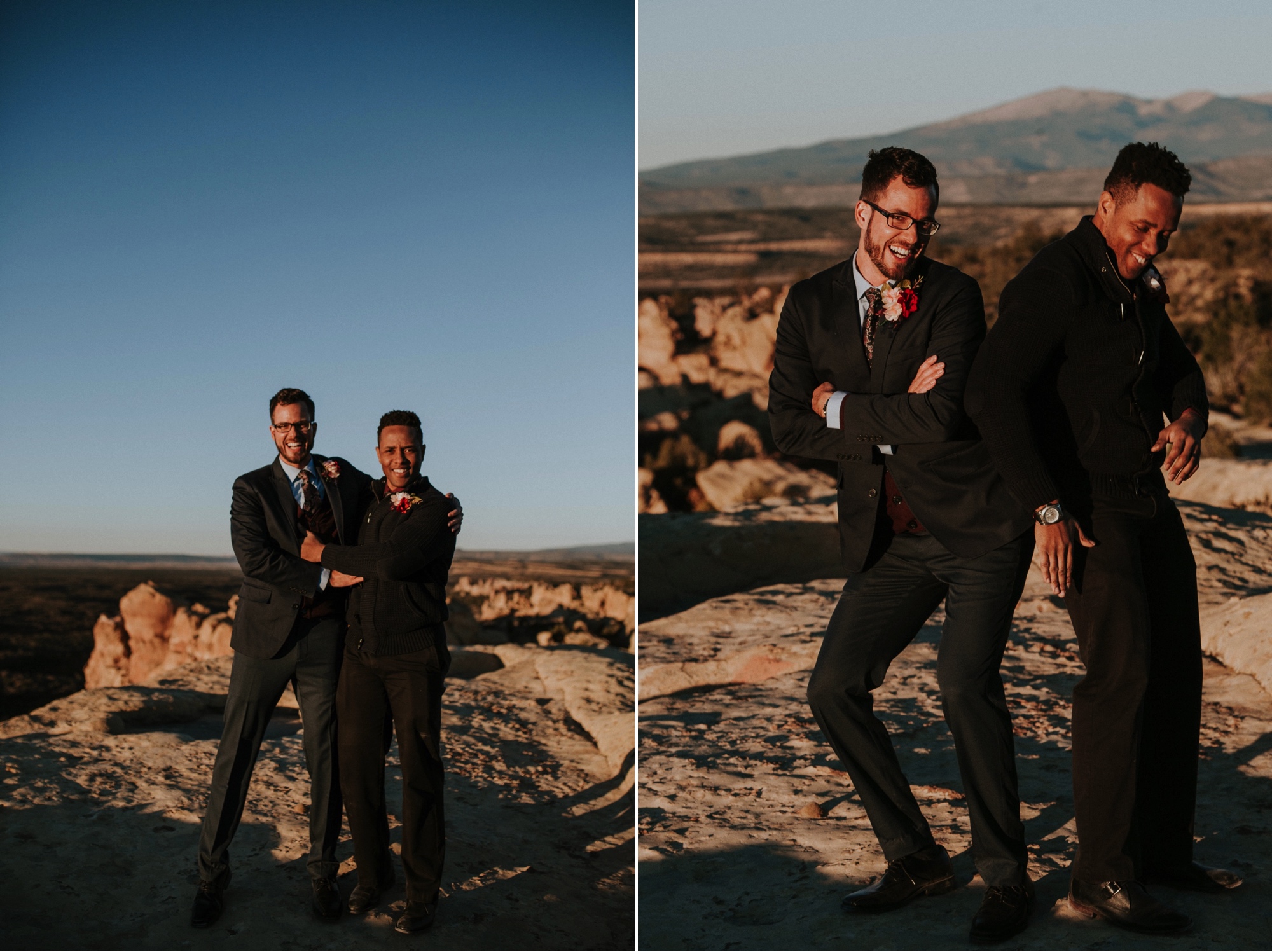  Jade and Alex eloped at the amazing and scenic El Malpais National Monument outside of Grants, New Mexico. It was a beautiful November day and the weather was crisp, fresh, and just a tad chilly, but it didn’t get in the way of their fabulous weddin